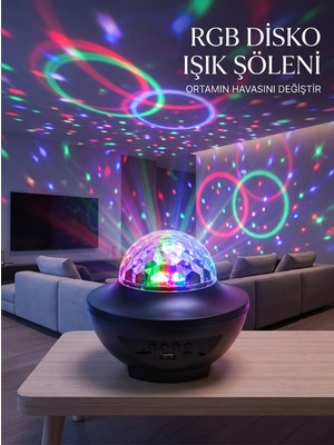 Rgb Bluetooth Disko Lambası Dahili Hoparlörlü Müzikli Parti Işığı USB ve Tf Kartlı - Lisinya