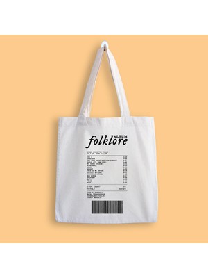 Designedfy Taylor Swift Folklore Album Receipt Baskılı Bez Çanta