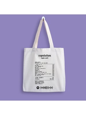 Designedfy Taylor Swift Reputation Album Receipt Baskılı Bez Çanta