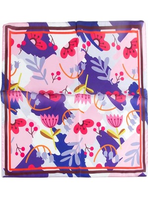 Zero Land Kmrsfres Çiçek Desenli Zr Şifon Fular 50X50 cm Mor