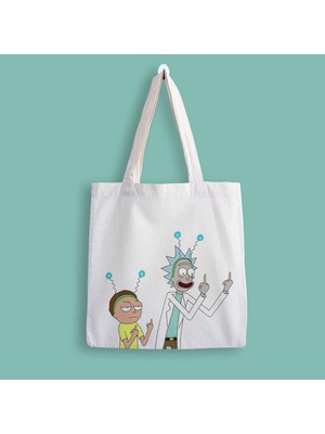 Designedfy Rick And Morty Baskılı Bez Çanta
