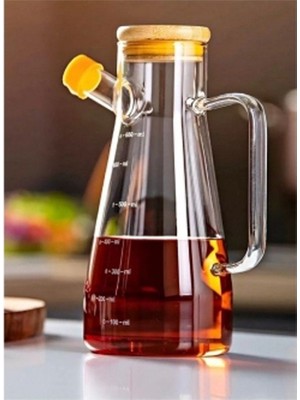 Kuzgun Ticaret Salkım 900 ml Bambu Kapaklı Cam Yağdanlık ROYALEKS-CLKN-1800