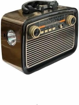 Nostalji Radyo Bluetooth Hoparlör Usb-Sd Kart Giriş LED Fener Işıklı Bataryalı Pilli - Lisinya