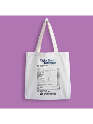 Designedfy Taylor Swift Midnights Album Receipt Baskılı Bez Çanta