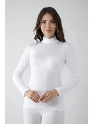 Kuzgun Ticaret Vivaldi Kadın Beyaz Uzun Kol Balıkçı Body Likralı 353