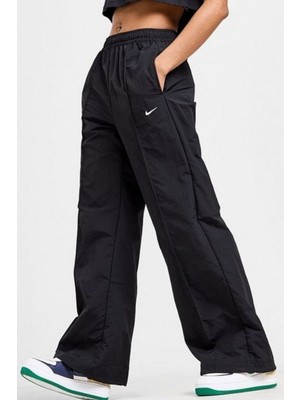 Nike Sportswear Clup Normal Belli Bol Kesim Paraşüt Kumaş Siyah Kadın Eşofman Altı
