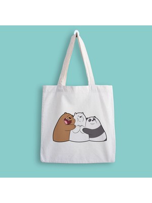 Designedfy We Bare Bears Baskılı Bez Çanta