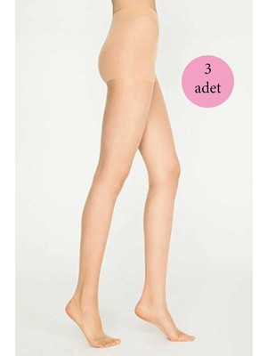 Kuzgun Ticaret 3 Adet Parlak Fit 15 Likralı Külotlu Çorap Açık Ten