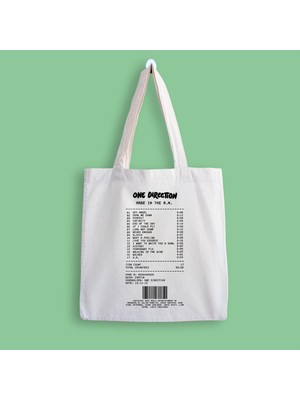Designedfy One Direction Album Receipt Baskılı Bez Çanta