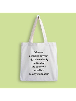Designedfy Deveye Demişler... Baskılı Bez Çanta