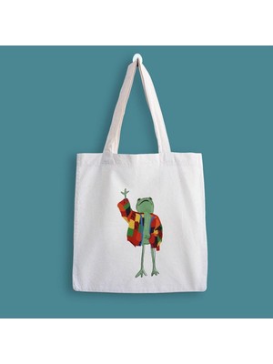 Designedfy Frog Baskılı Bez Çanta