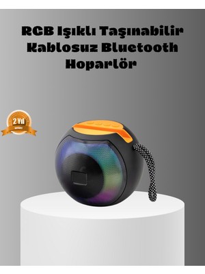 Taşınabilir Bluetooth Hoparlör – Rgb Işıklı, Güçlü Bas ve 8 Saat Pil Ömrü - Lisinya