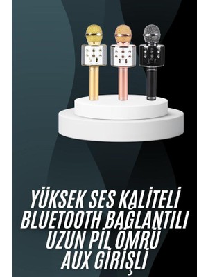 Karaoke Mikrofon Bluetooth Bağlantılı Aux Girişli Uzun Pil Ömrü Yüksek Ses Kaliteli - Lisinya