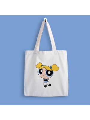 Designedfy Powerpuff Girls Bubbles Baskılı Bez Çanta
