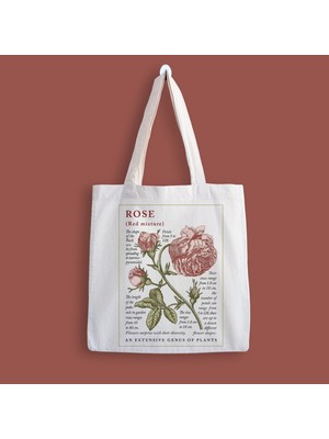 Designedfy Rose Flower Baskılı Bez Çanta