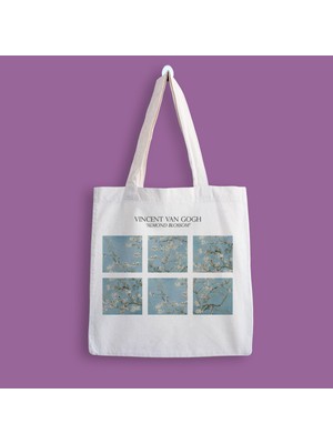 Designedfy Van Gogh Almond Blossom 2 Baskılı Bez Çanta