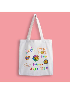 Designedfy Bts J-Hope Baskılı Bez Çanta