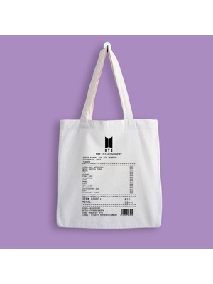 Designedfy Bts Album Receipt Baskılı Bez Çanta