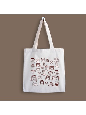 Designedfy Line Art Baskılı Bez Çanta