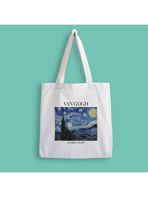 Designedfy Van Gogh Starry Night Baskılı Bez Çanta