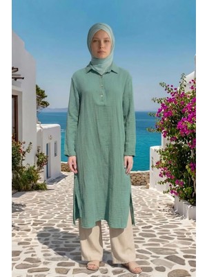 Hera Serisi %100 Pamuk Müslin Gömlek Elbise