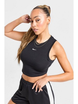 Nike Nsw Essantial Rib Crop Siyah Kadın Spor Atlet