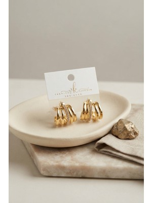 Gold Renk Pirinç Kafes Model Halka Küpe Nemere