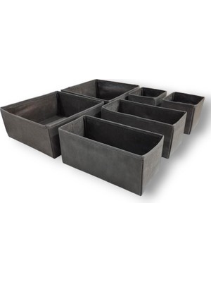 Happy Trend Antrasit 6'lı Çekmece Içi Düzenleyici Organizer Set - Çok Amaçlı Dolap Içi Kutu Seti