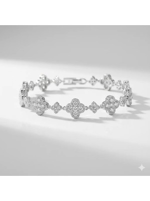 Parla Kadın Yonca Bileklik Full Taş Çelik