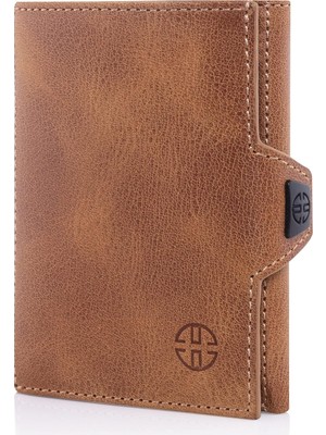 Happy Trend Trusador Verona Unisex Rfıd Trifold Deri Cüzdan Ön Cep, Konyak Taba, Küçük, Kartlıklı