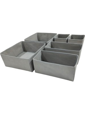 Happy Trend 6'lı Gri Çekmece Içi Düzenleyici Organizer Set - Çok Amaçlı Dolap Içi Kutu Seti