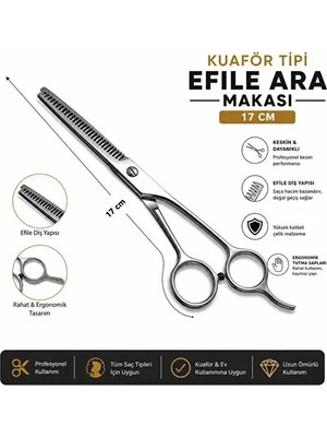 lawrenceshop 17 cm 1. Kalite Profesyonel Çelik Ara Makası Efile Saç Seyreltme Berber Kuaför Makası
