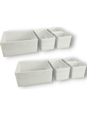 Happy Trend 8'li Beyaz Çekmece Içi Düzenleyici Organizer Set - Çok Amaçlı Dolap Içi Kutu Seti