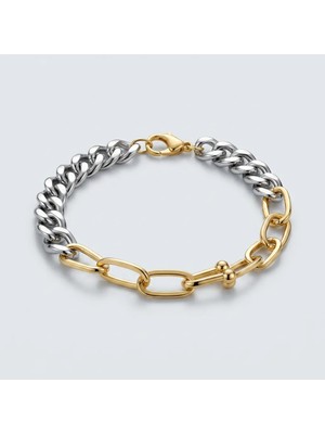Parla Erkek Figaro Kolye Çelik 14K Altın Kaplama 8mm