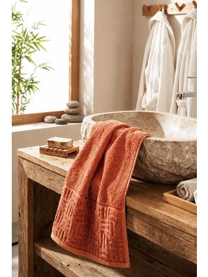 Mira Home El Yüz Havlusu 50X90 cm %100 Pamuk Kısmi Kadife Vento Kiremit