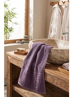 Mira Home El Yüz Havlusu 50X90 cm %100 Pamuk Kısmi Kadife Vento Mürdüm