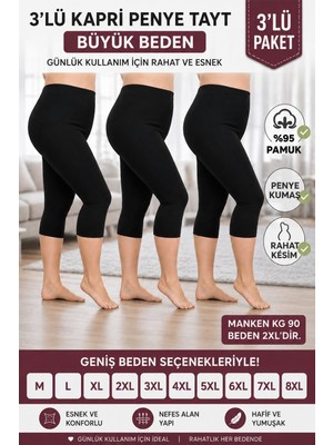 Medament 3’lü Büyük Beden Anne Kapri Penye Tayt – Gün Boyu Rahatlık & Avantajlı Paket