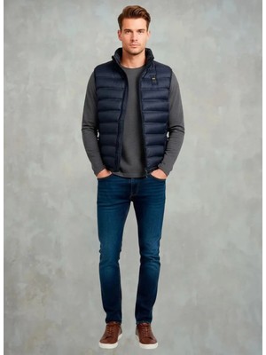 Blauer Lacivert Erkek Dik Yaka Kapitone Yelek 25WBLUX02133-888EN Atlantıc