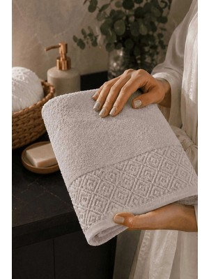 Mira Home El Yüz Havlusu 50X90 cm %100 Pamuk Kısmi Kadife  Quadro Taş