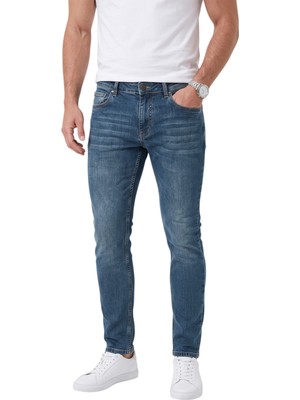 Deepsea Erkek Slim Fit Dar Kesim Likralı Mavi Kot Pantolon – Yumuşak Dokulu Esnek Jean 2600692