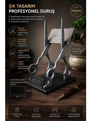 Alse 3D ALSE3D Makas Tasarımlı Kişiye Özel Premium Kartvizitlik & Kartlık