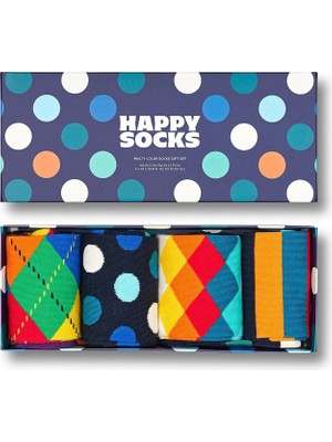 Happy Socks Çok Renkli Kadın Desenli Soket Çorap XMIX09-6050