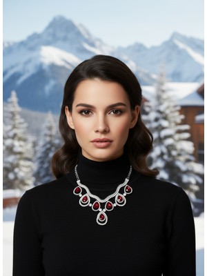Moda Accessories Sıralı Zirkon Taşlı Abiye Kolye – Şık Tasarım Kadın Kolye