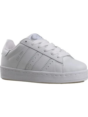 Trend Adımlar Beyaz Düz Çizgili Tarz Unisex Sneaker