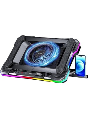TeknoKapsül Juo Yeti 2200RPM Rgb Işıklı LED Display Gaming Laptop Notebook Soğutucu Stand