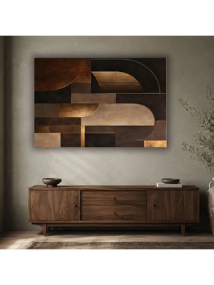 Gaagart Tekli Yatay Kanvas Tablo Dijital Baskı Siyah Kahve Gold Geometrik Soyut Lüks Modern Salon Ofis Tablosu