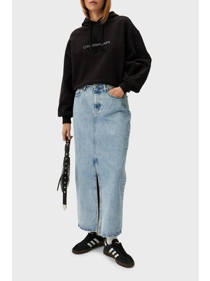 Calvin Klein Kadın / Kız Siyah Calvin Klein Chenılle Monologo Ho, Beh Kadın Siyah Sweatshirt