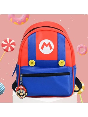Mucize Super Mario Tasarımlı Çocuk Sırt Çantası - Kırmızı/mavi Eğlenceli Günlük ve Okul Çantası