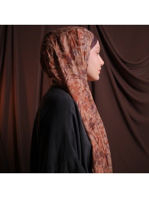 Paradise Desen Kraş - Koyu Kahverengi Şal – Kaymaz Doku – Yazlık/kışlık - 75X185