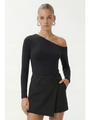 Ritnice Kadın Maje Lux Touch Omuz Detay Antrasit Bluz